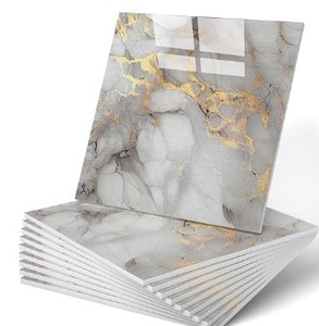 lot 14182 image: WADILE 20PC Waterproof Peel and Stick Wall Panels 11.8 x 11.8 GoldMarble look, Self adhesive, PVC Panels, Lightweight Foam Wall Panels, Bathroom, Kitchen, Not Real Tile