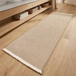 lot 1331 image: MIULEE Waffle Bathroom Runner Rugs Large Bath Mat 2ftx5ft(24inx60in)Brown White