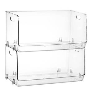 lot 1333 image: Nicunom 2 Pack Stackable Plastic Storage Bins Open Front, Clear Pantry Organizer Bin Household Food Storage Bin for Kitchen Countertops Cabinet Shelf