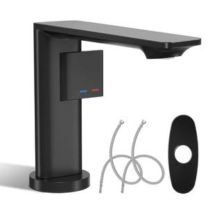 lot 1335 image: Modern Single Hole Bathroom Faucet, Luxury Matte Black Bathroom Sink Faucet