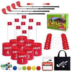lot 1336 image: OAYE Backyard Golf Game Set, 9 Hole Lawn Golf with Clubs(4R) and Carry Bag