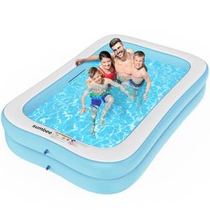 lot 1346 image: Sumbee Inflatable Pool for Kids and Adults, 103in x 69in x 20in Oversized Thickened Blow Up Swimming Family Pool for Toddlers Outdoor Patio Backyard Garden Deck Summer Party, Full Size Rectangular Blue