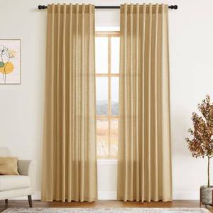 lot 1369 image: Gold Yellow Linen Curtains 84 Inch Length 2 Panels Set for Living Room Rod Pocket Back Tab Light Filtering Window Drapes for Bedroom Dining Room Protect Privacy Country Farmhouse Decor 52x84