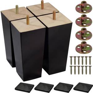 lot 1386 image: BARIEN (5 Sizes 3in- 4in- 5in- 6in- 8in) 6 inch Wood Furniture Legs - Square Sofa Legs, Couch Leg - Brown Mid-Century Modern Replacement Legs for Armchair Recliner Coffee Table Dresser (6in - Set 4)