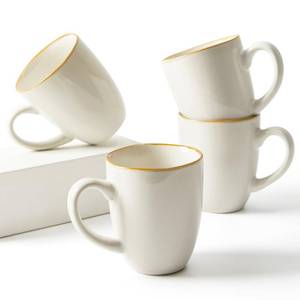 lot 1392 image: Pokini Coffee Mug 15 oz, Ceramic Coffee Mugs Set of 4, Reactive Glaze Mug for LatteTeaCappuccinoCocoa, Irregular Large Stackable Mug Set for Men, Women, Dad, Mom, Dishwasher and Microwave Safe, White