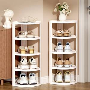 lot 1398 image: 10 Tier Vertical Shoe Rack, Stackable Narrow Shoe Organizer, Off White