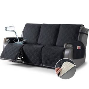 lot 1399 image: TAOCOCO 100percent Waterproof Recliner Sofa Cover Non Slip Couch Cover for 3 Seat Reclining Sofa, Split Reclining Couch Covers 3-Piece with Straps, Washable Sofa Slipcover for Kids Pets(3 Seater, Black)
