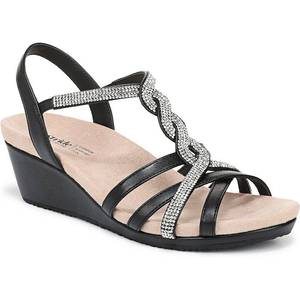 lot 1401 image: LifeStride Miami Womenfts Strappy Wedges, Size 9.5, Black