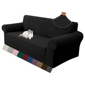 lot 1402 image: LURKA Stretch Loveseat Sofa Slipcovers 1 Piece Couch Covers for Sofa Furniture Protector Full Sofa Covers with Elastic Bottom for Kids and Dog (Medium, Black)