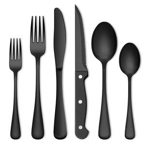 lot 1403 image: 72-Piece Black Silverware Set, Umite Chef Flatware Set with Steak Knives for 12, Food-Grade Stainless Steel Cutlery Set, Includes Spoons Forks Knives, Kitchen Cutlery for Home Office Restaurant Hotel