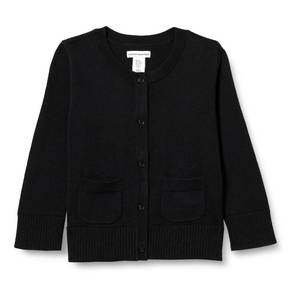 lot 2153 image: Amazon Essentials Girlsft Uniform Slim Fit Crewneck Cardigan Sweater, Black, Large