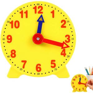 lot 2155 image: Tiosen 4 inch Teaching Clock, Learning Tell Time Analog Clock Demonstration 12 Hour 2 Pointers for Classroom Teacher