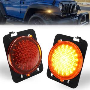 lot 2156 image: GSOWO Front Fender LED Side Marker Lights Compatible with 2007-2019 J-e-e-p Wrangler JK, Amber Lens Side Bumper Marker Lamps, Super-Bright Amber LED Side Markers Turn Signal Lights, 2 PCS