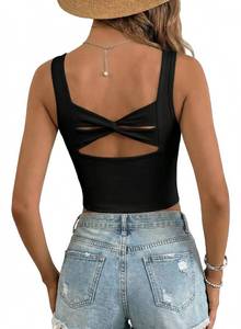 lot 2160 image: Dokotoo Summer Workout Tank Tops for Women with Built in Bras Summer Sleeveless Gym Clothes Crisscross Athletic Yoga Shirts Black Large