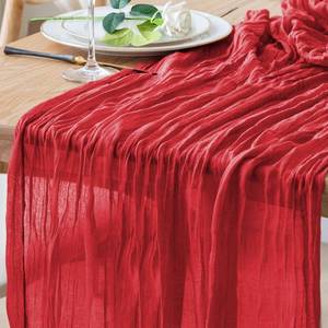 lot 2173 image: Xiomot Cheesecloth Table Runner 10FT Red Boho Gauze Rustic Sheer Runners