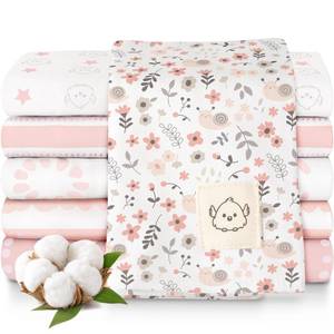 lot 2179 image: Organic Burp Cloths Baby Boy, Girl, 6-Pack Large Burping Cloths (Sweet Charm)