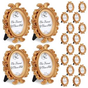 lot 2182 image: Meyeyaia 20pcs Mini Gold Frames,Oval Small Gold Picture Frames,Baroque Resin Photo Vintage Frame for Jewelry Display Photo Christmas Holiday Party Decor