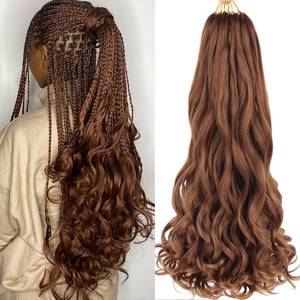 lot 2188 image: Xtrend 18 Inch Pre Stretched Bouncy Braiding Hair 8 Packs Loose Wavy Braiding Hair French Curly Synthetic Hair Extension For Boho Box Braids Crochet Braiding Hair Women 18 Inch30#