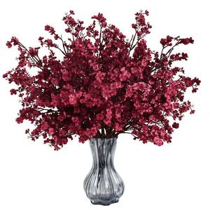 lot 2189 image: Waipfaru 6Pcs Fake Flowers Babys Breath Silk Artificial Flowers Gypsophila Bouquets Bulk Real Touch Fall Stems for Fall Thanksgiving Decor Autumn DIY Floral Arrangement Table Centerpieces, Wine Red