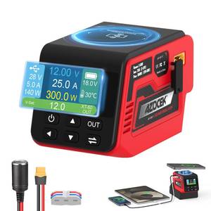 lot 2194 image: Azocek 300W Adjustable Voltage Regulator Compatible with Milwaukee 18V Battery (Battery Not Included), 2�30V DC Output, Up to 25A, 140W Type-C PD Fast Charging, 15W Wireless Charger, 1.9in LCD Display