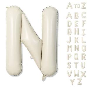 lot 2195 image: N Letter Balloons Cream, 40 Inch Alphabet Foil Word Balloon, Large Mylar Inflatable Beige Name Letters, Big Helium Custom White for Women Birthday Party Decoration Supplies