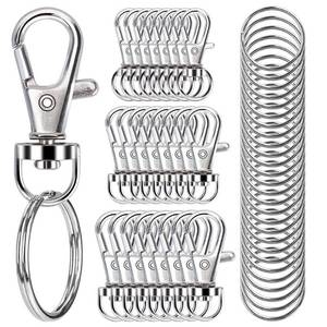 lot 2196 image: 100PCS Swivel Snap Hooks with Key Rings, Premium Metal Swivel Lobster Claw Clasps Assorted Sizes (Large, Medium, Small) for Keychain Clip Lanyard, Jewelry Making, Crafts, Silver