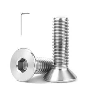 lot 2197 image: M4 x 10mm (50 Pack) Flat Head Hex Socket Cap Screws Bolts Countersunk Bolts, Hex Drive, 304 Stainless Steel 18-8, Fully Thread, Bright Finish
