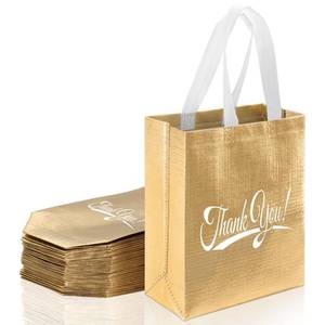 lot 2215 image: Takytao 30PCS Thank You Gift Bags with Handles 10in H x 8in L x 4in W In, Gold