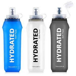 lot 2223 image: SLUXKE 3 Pack Soft Water Bottle, 25oz750ml Flask Running Bottles for Hydration Packs, TPU Collapsible Reusable Handheld Flasks for Hiking Cycling Climbing