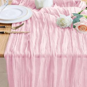 lot 2227 image: Wokceer Cheesecloth Table Runner Pink 10FT Boho Gauze Runner for Party