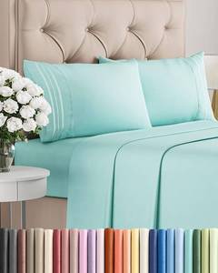 lot 2236 image: Cal King Size 4 Piece Sheet Set - Breathable and Cooling Sheets - Spa Blue