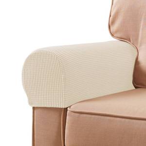 lot 2237 image: SUBRTEX Stretch Couch Arm Covers Set of 2, Checkered Sofa Arm Slipcovers, Anti-Slip Armrest Covers for Recliner and Armchairs, Pet Proof, High Stretchy, Hook and Loop Tape, Ivory