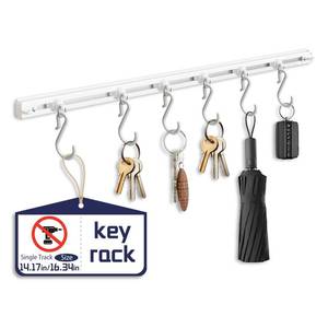 lot 2238 image: AJAZZ Cabinet-Mounted Key Rack � No-Install Non-Removable Adhesive Plastic Holder with Movable Hooks 3pcs (14.17inchpc)