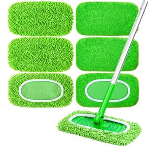 lot 2252 image: 6-Pack Reusable Microfiber Mop Pads Compatible with Swiffer Sweeper, Dry and Wet Sweeping Cloths - Washable Wet Pads Refill for Multi-SurfaceHardwood Floor Cleaning