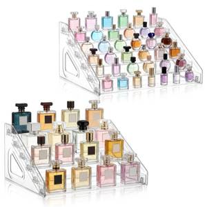 lot 2257 image: Zoketriton 2 Pack 6 Tier Perfume Organizer Stand, Versatile Acrylic Perfume Organizer Holder Display Stand Storage Tray for Figures Makeup Nail Polish Graded Cards Organization
