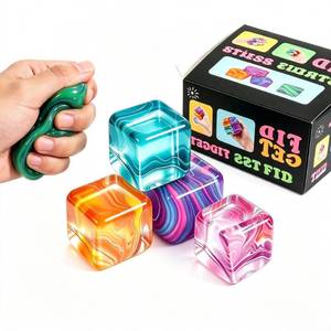 lot 2275 image: 4Pack Fidget Toys Mini Squishy Stress Cube, Stress Balls for Kids, Adults Squishies Anxiety Stress Relief, Ice Squishy Cube Sugar Balls, Sensory Toys for Kids with Autism, Fidgets for Classroom Prize