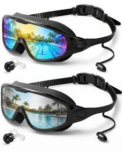lot 2284 image: Rantizon Swim Goggles 2 Pack, Adjustable Wide View Anti FogandUV Swimming Goggles for Audlt, No Leaking Swim Glasses for Men Women Youth, Aqua and Bright Silver