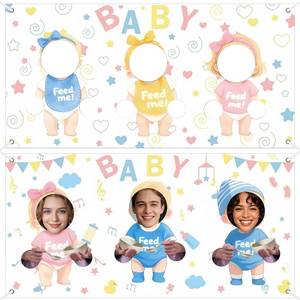 lot 2289 image: APUDWN 2 Pcs Funny Feed The Baby Game Feeding Me Baby Shower Game Backdrop