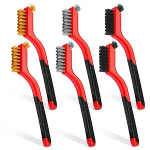 lot 2320 image: Wire Brush Set, 6 Pcs BrassStainless SteelNylon Wire Brushes