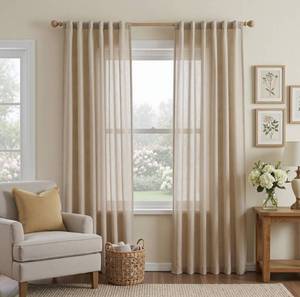 lot 2336 image: MYSKY HOME French Door Curtains for Closet Doorways, 72 Inches Long Taupe Semi Sheer Drapes Light Filtering Curtain Panels Elegant Look for ClassroomGuestroom Windows, 50in x 72in, Taupe, 2 PCs