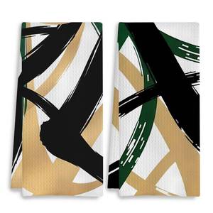 lot 2346 image: COWEB Abstract Boho Kitchen Towels, Minimalism Green Gold and Black Dish Tea Towels for Kitchen Decor, Mid Century Modern Hand Towels for Bathroom Decor, 16x24 Inch Set of 2