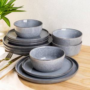 lot 3258 image: AmorArc Stoneware Dinnerware Sets for 4, 12Pcs Plates and Bowls Sets Dishes