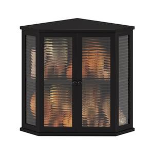 lot 3259 image: WouZglk Corner Bread Box for Kitchen Counter, Black Bamboo Bread Box with Real Glass Door, Double Layer Space Saving Bread Storage for Homemade Bread
