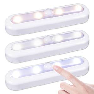 lot 4397 image: STAR-SPANGLED 7in Dimmable LED Stick on Push Tap Lights AAA Battery, 3 Pack