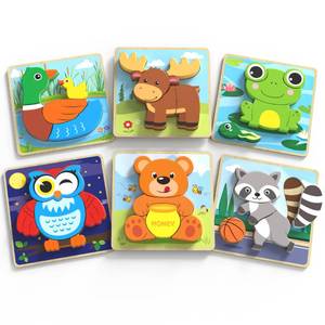 lot 4398 image: BenBen Wooden Puzzles for Toddlers 1-3, 6 Pack Animal Puzzles for Toddlers 2-4, Montessori Toys for 1 2 3 Year Old Boys Girls, Learning Educational Preschool Toys