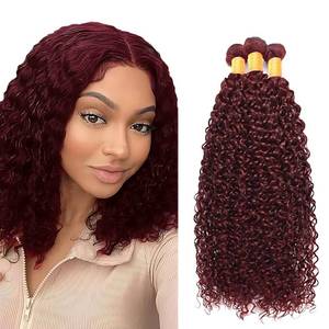 lot 4408 image: ZCMYVINND99J curly Wave Human Hair Bundles 08 10 12 Inch Double Weft Brazilian Remy Weave Burgundy 99J curly Wave Human Hair Bundles Dark Burgundy kinky Human Hair Bundle Unprocessed Virgin Extensions