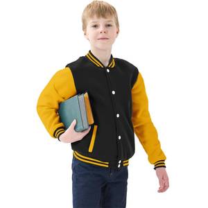 lot 4420 image: NHUHEQ Baseball Jackets Boys Girls Fit Varsity Jacket Kids Warm Combed Cotton Fleece Jackets (Black yellow,10 Years)