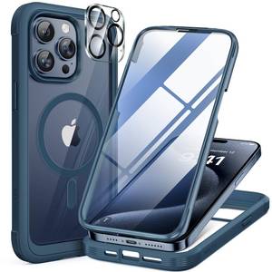 lot 4426 image: Miracase Magnetic for iPhone 15 Pro Max Case 6.7ftft Compatible with Magsafe Full-Body Drop Proof Phone Case for iPhone 15 Pro Max with Built-in 9H Tempered Glass Screen Protector,Blue