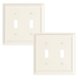 lot 4433 image: 2-Pack Natural Bamboo Fiber Double Toggle Light Switch Cover Plate