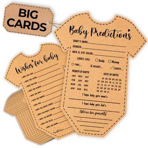lot 4434 image: WOODAMORE Baby Prediction and Wishes Cards, 30 Pc Onesie Set with Wood Box